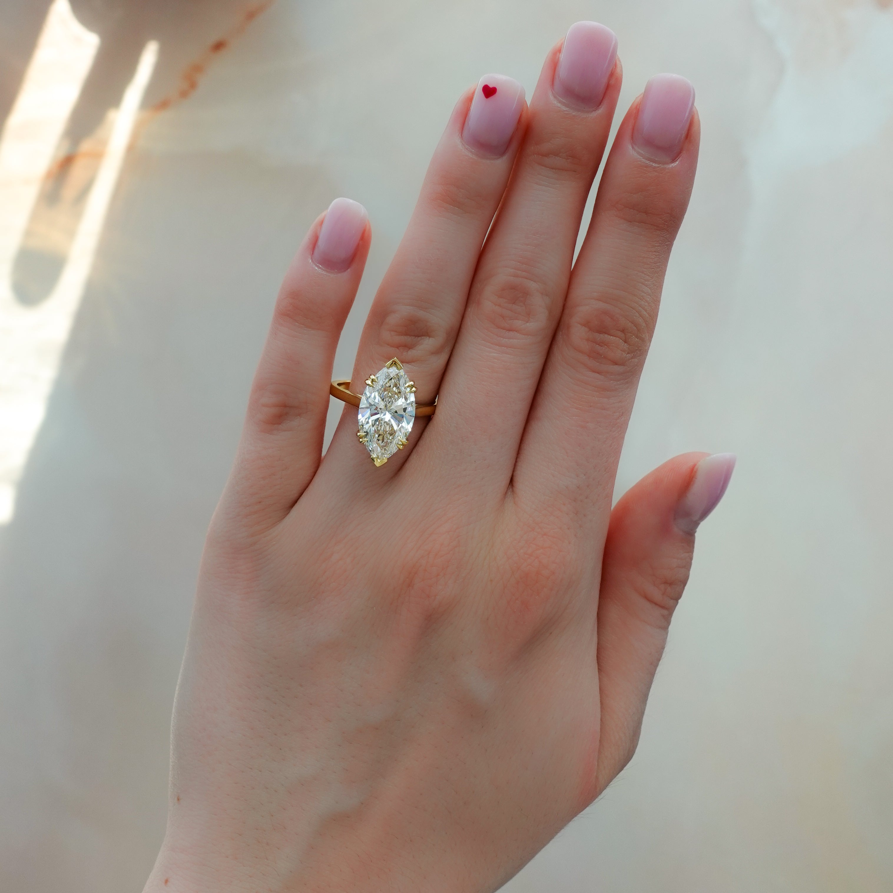 Marquise Shaped Three Stone Lab Grown Diamond Engagement Ring